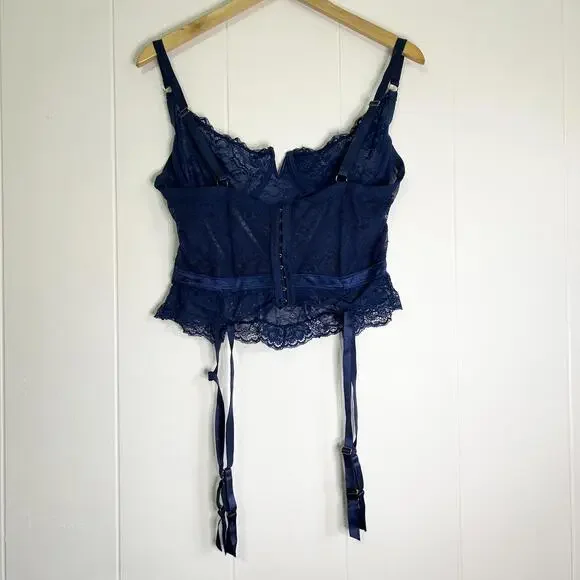 Oh La La Cherie Paris Blue Floral Lace Bustier Top Lingerie Women's 1X - Picture 3 of 6